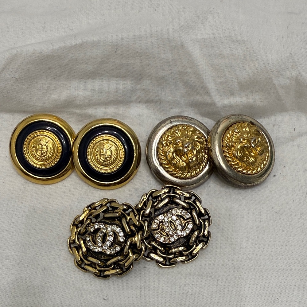 Gold and Silver Lion Emblem Earrings bundle